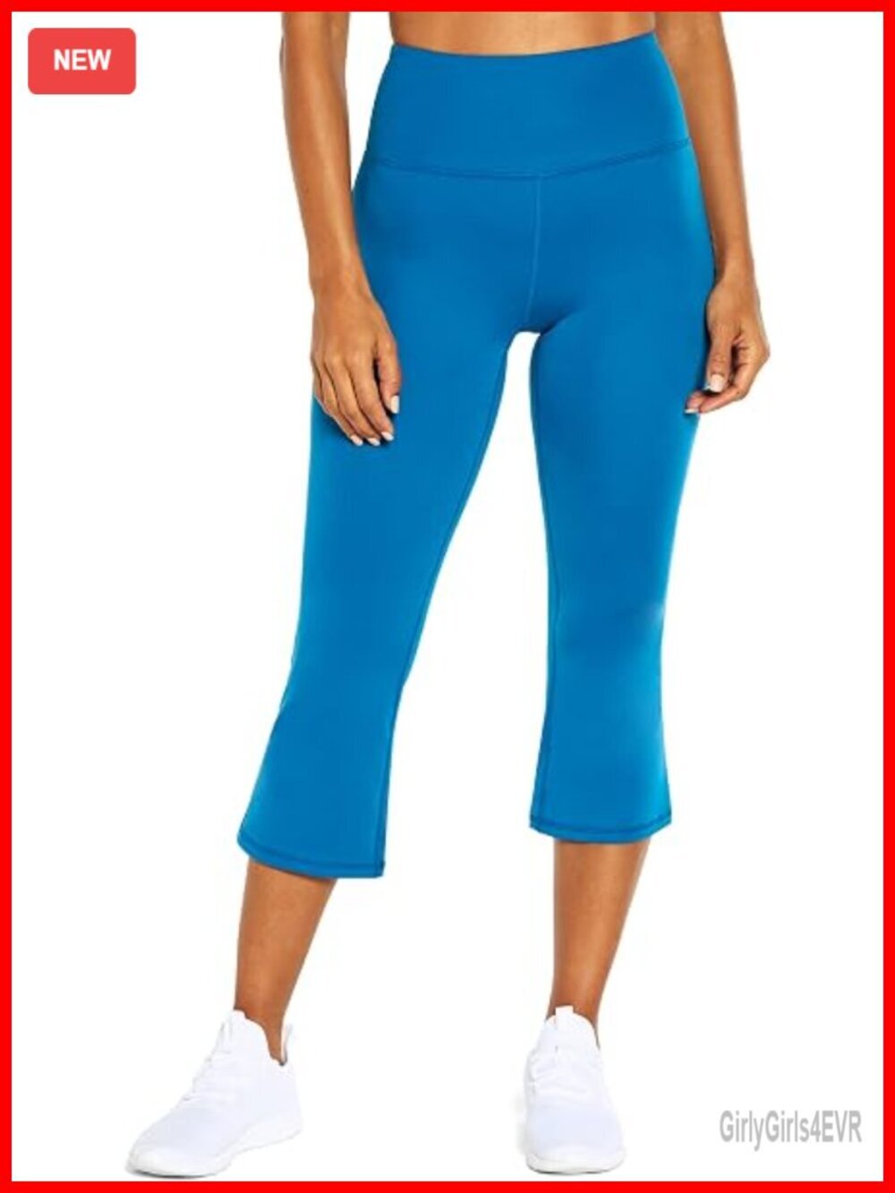High Rise Flare Capri Legging 22" Inseam Moisture-Wicking Polyester Spandex